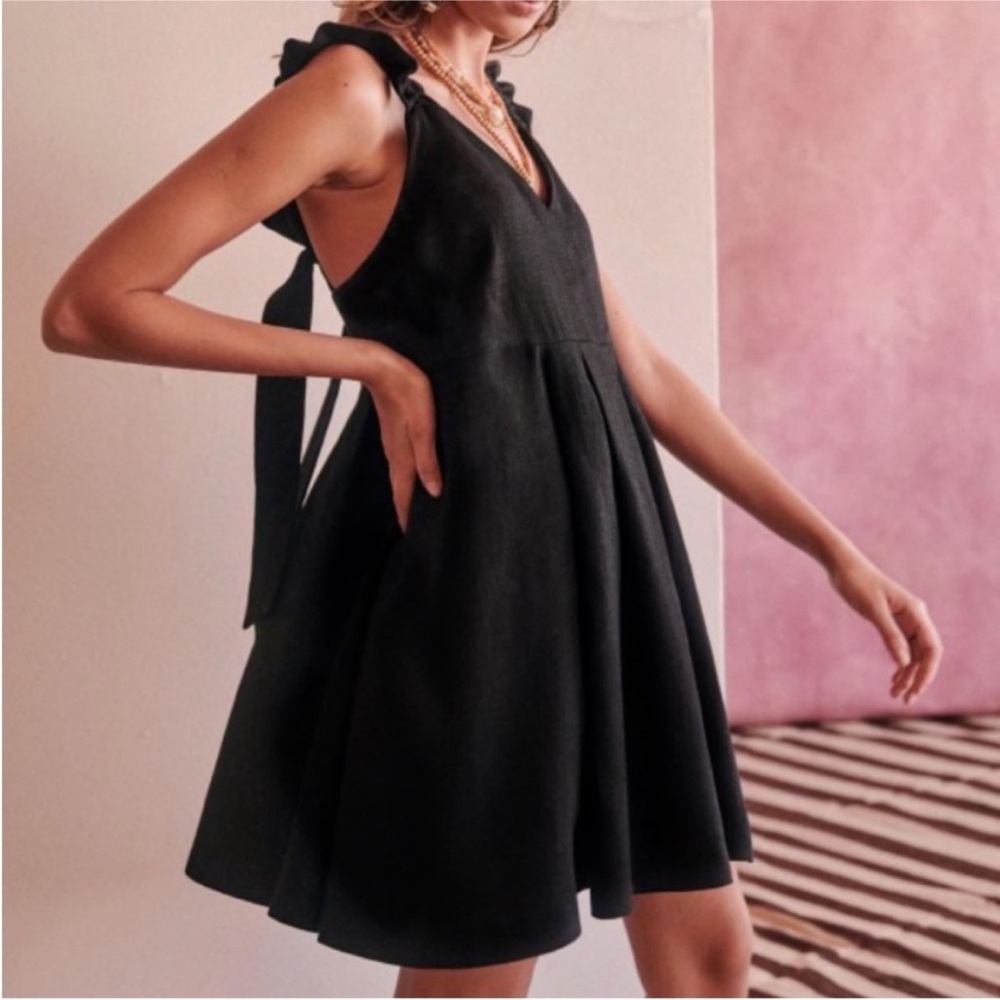 Sezane Lizon Black Linen Dress